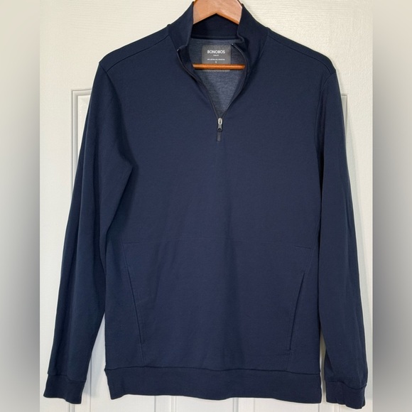 Bonobos Navy Quarter-Zip Pullover Sweatshirt | Slim Fit | Size Small - Picture 1 of 10